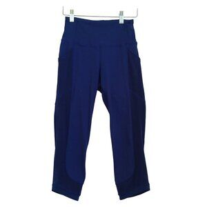 Lululemon Leggings Fit Physique Crop 19" Hero Blue Mesh Pockets Womens 4